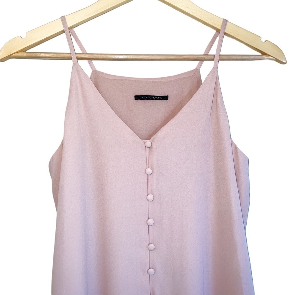 ๐
บT Tahari Front Button Chiffon Spaghetti Strap Camisole Blush Mauve - Picture 2 of 4